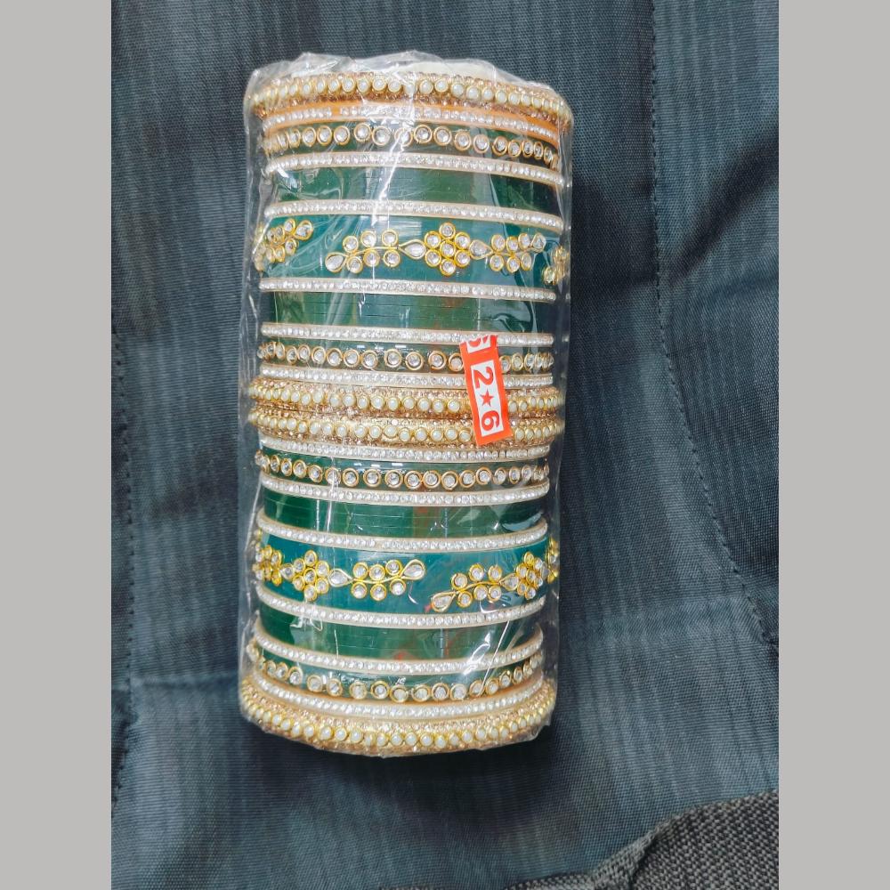 Pooja Bangles Gold Plated Kundan Stone Acrylic Bangles Set