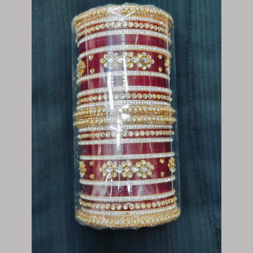 Pooja Bangles Gold Plated Kundan Stone Acrylic Bangles Set