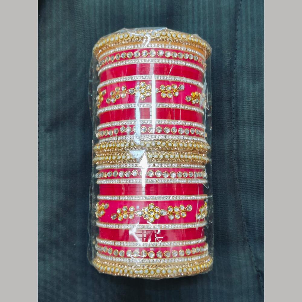 Pooja Bangles Gold Plated Kundan Stone Acrylic Bangles Set