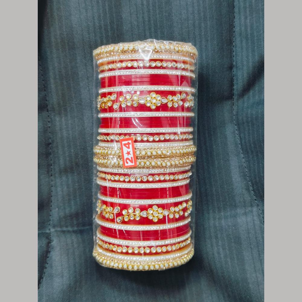 Pooja Bangles Gold Plated Kundan Stone Acrylic Bangles Set
