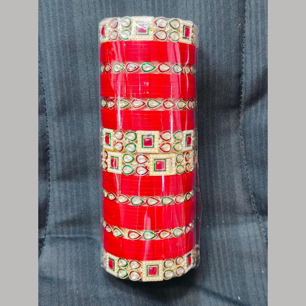 Pooja Bangles Gold Plated Kundan Stone Acrylic Bangles Set