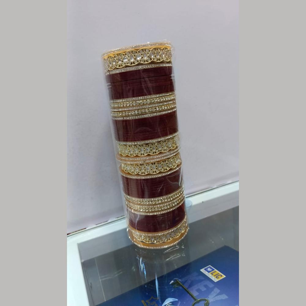 Pooja Bangles Gold Plated Kundan Stone Acrylic Bangles Set