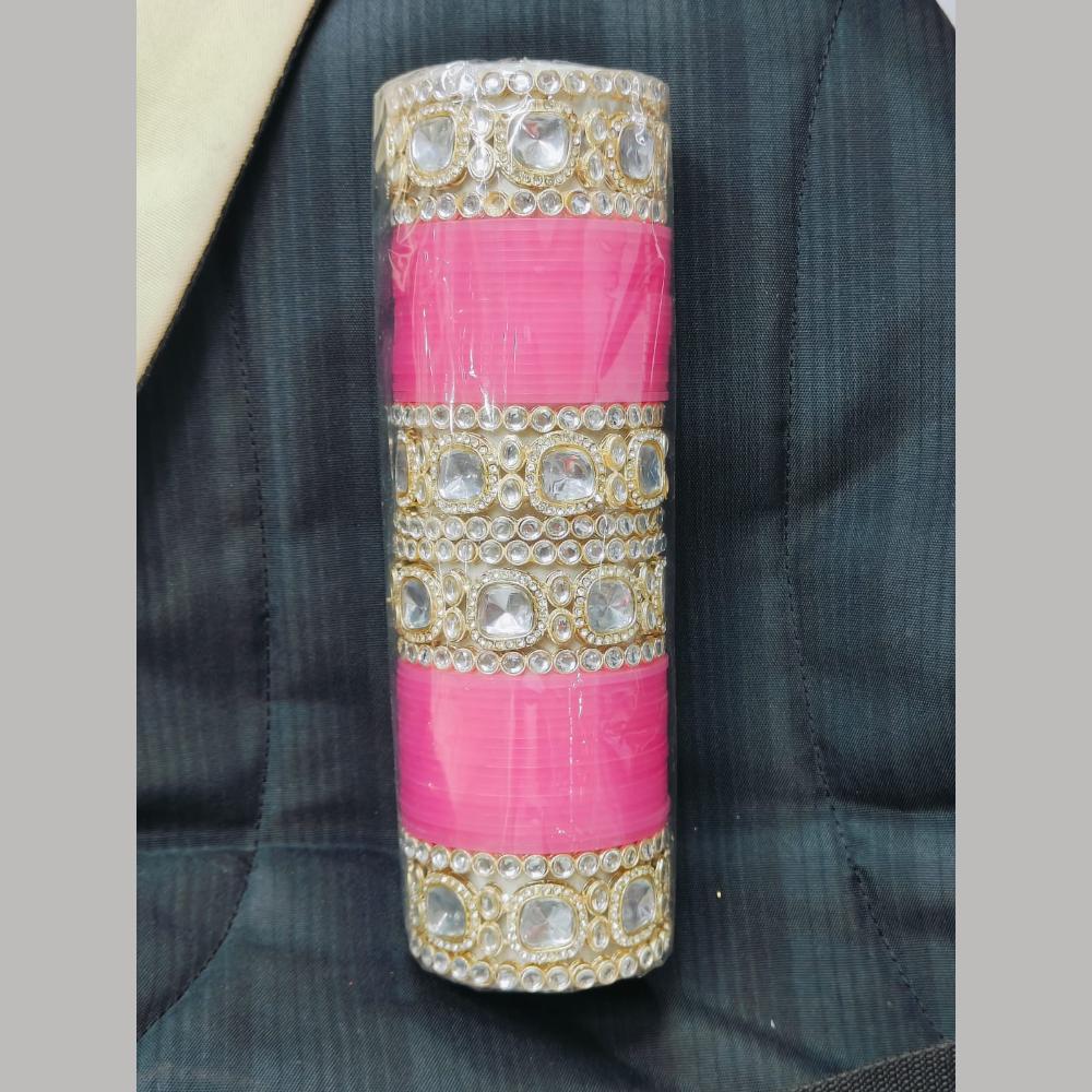 Pooja Bangles Gold Plated Kundan Stone Acrylic Bangles Set