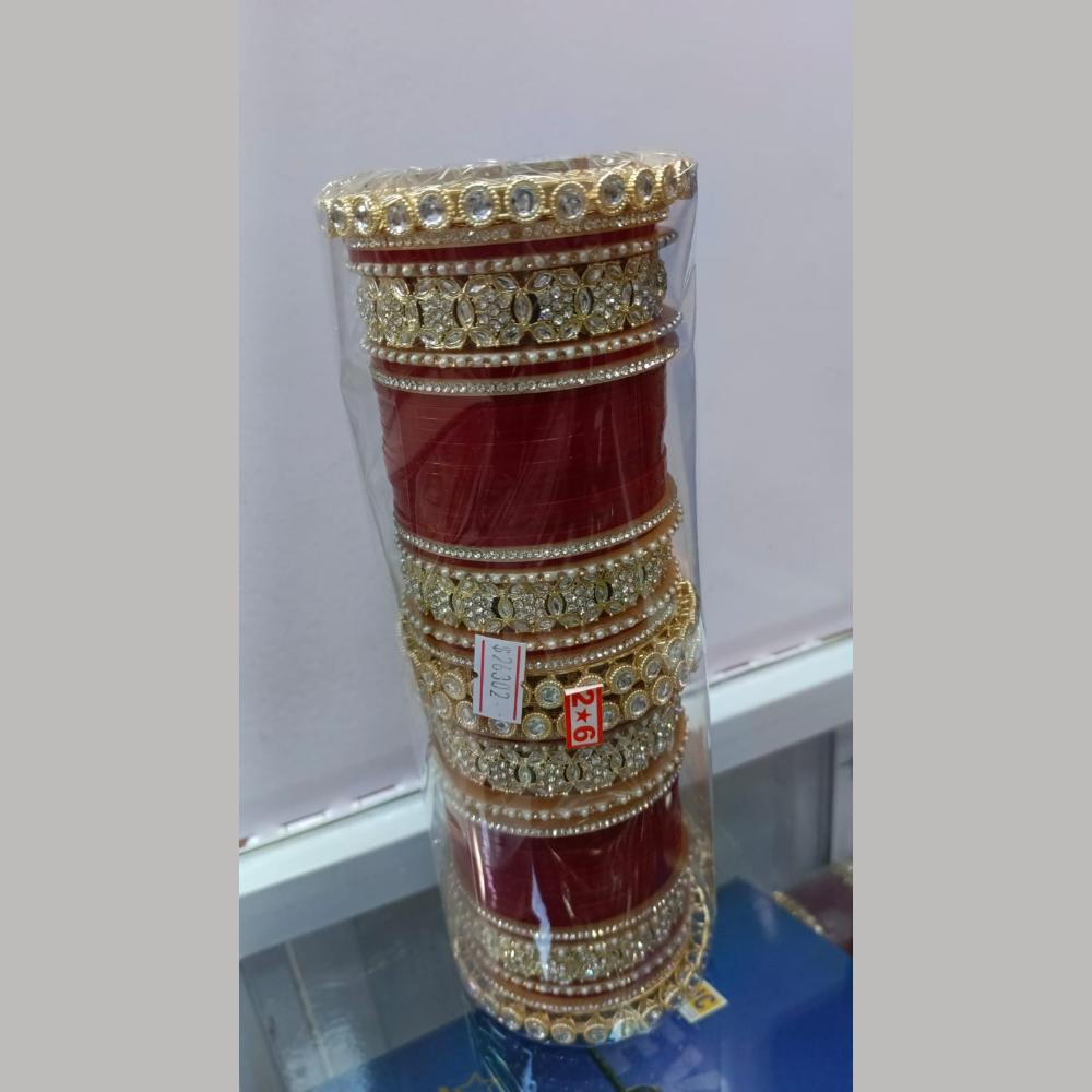 Pooja Bangles Gold Plated Kundan Stone Acrylic Bangles Set