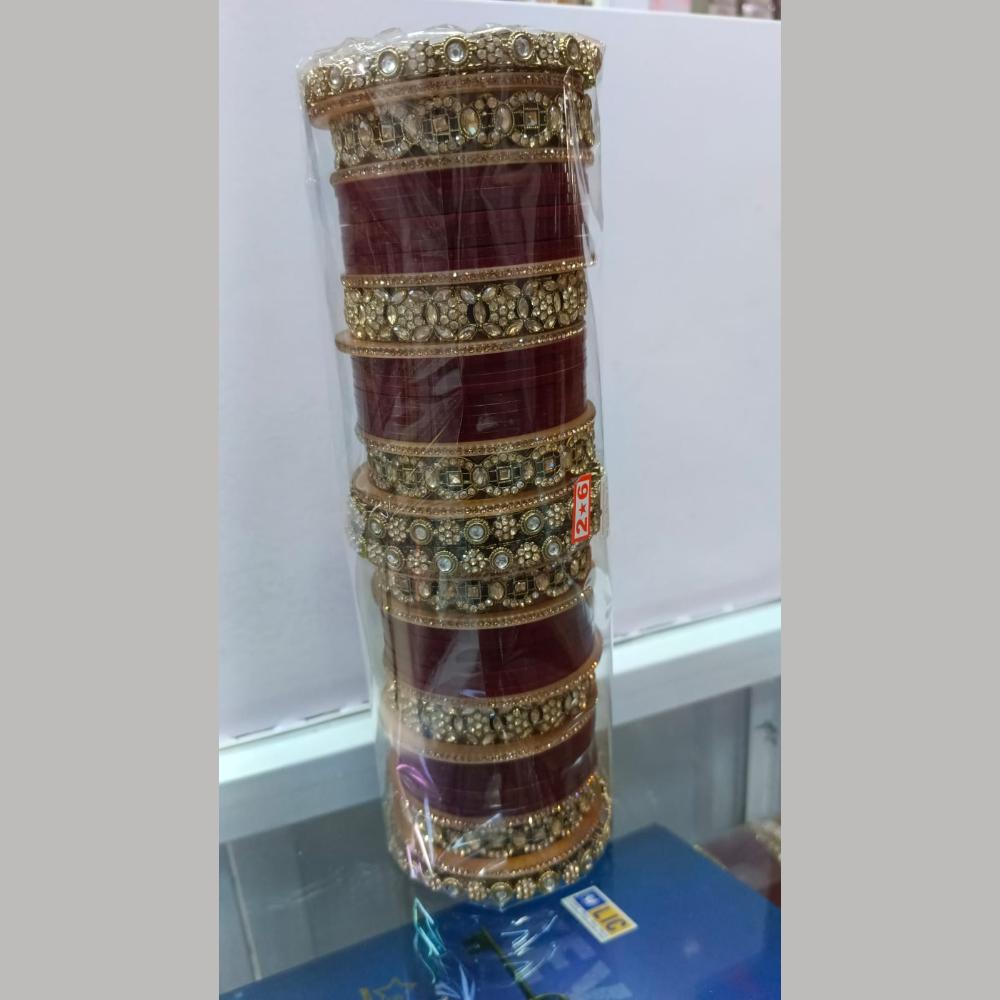 Pooja Bangles Gold Plated Kundan Stone Acrylic Bangles Set