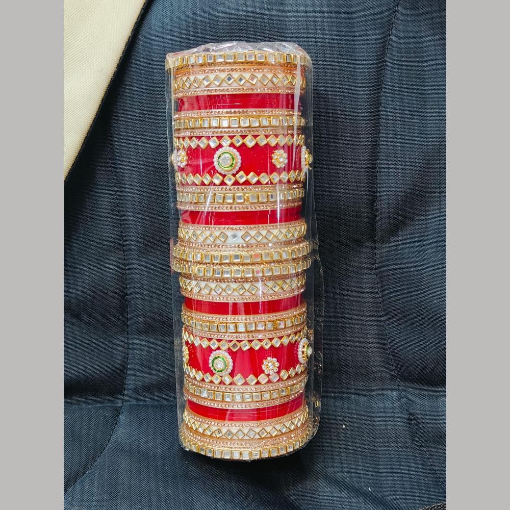Pooja Bangles Gold Plated Mirror Acrylic Bangles Set