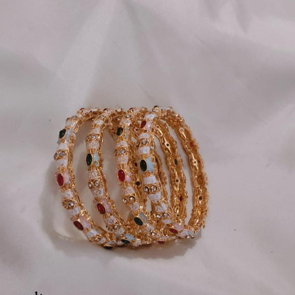 Pooja Bangles Gold Plated Kundan Stone And Meenakari Bangles Set