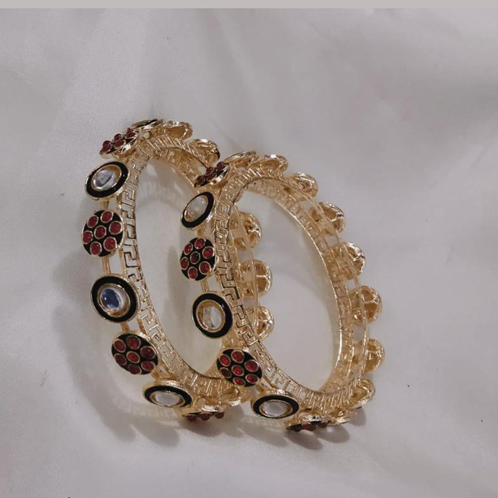Pooja Bangles Gold Plated Kundan Stone And Meenakari Bangles Set