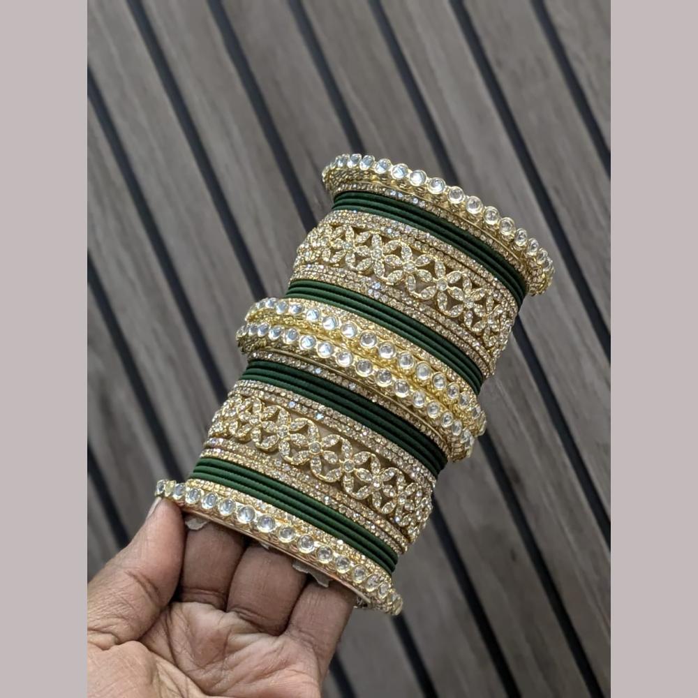 Pooja Bangles Gold Plated Kundan Stone Bangles Set