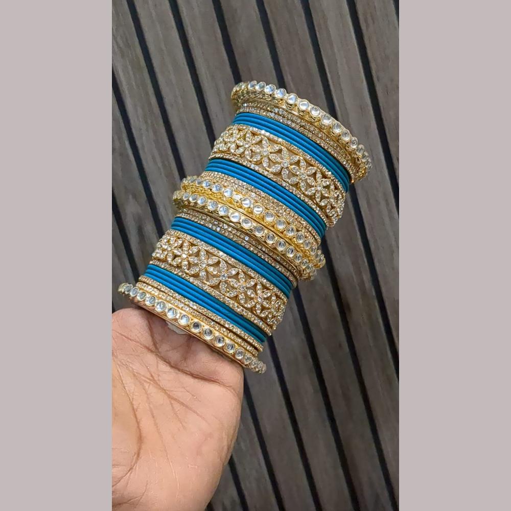 Pooja Bangles Gold Plated Kundan Stone Bangles Set