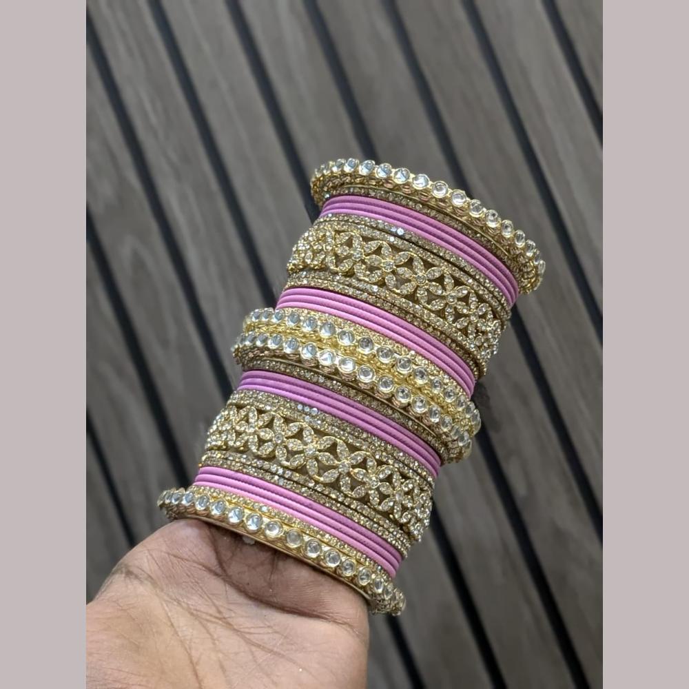 Pooja Bangles Gold Plated Kundan Stone Bangles Set