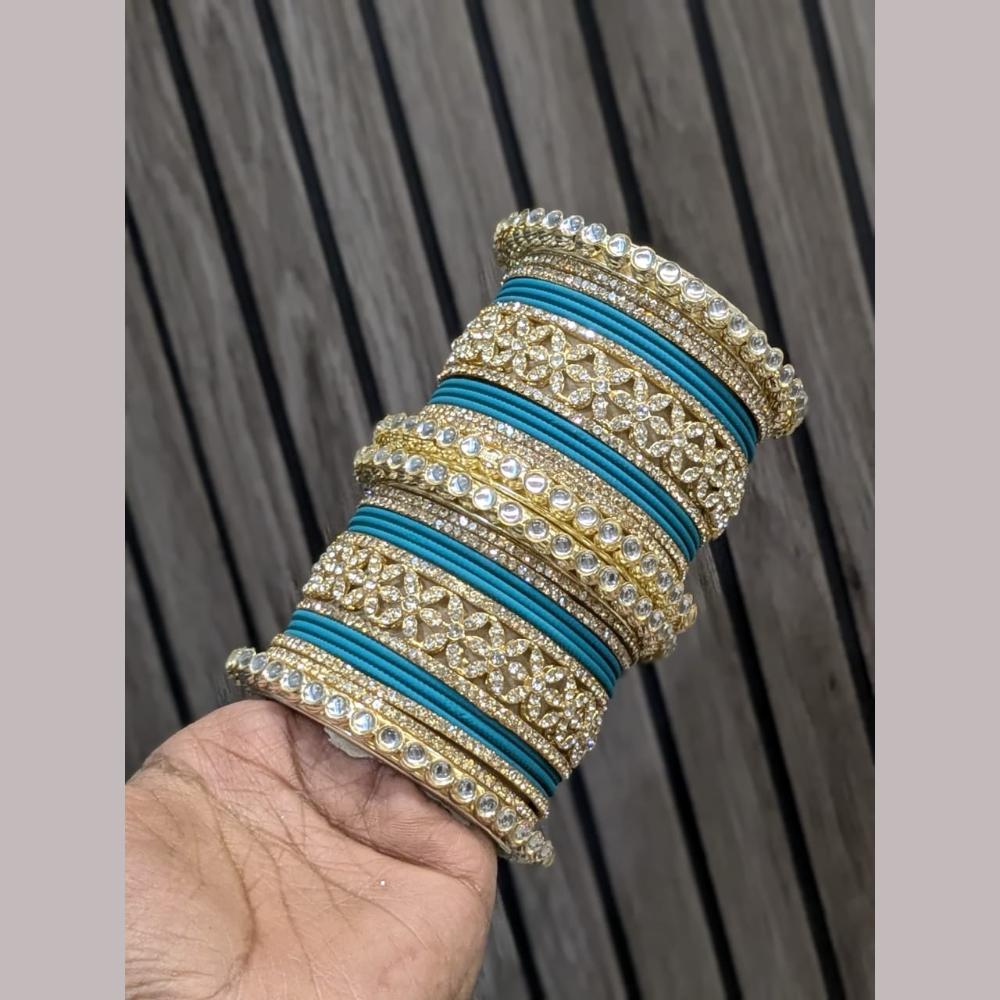 Pooja Bangles Gold Plated Kundan Stone Bangles Set
