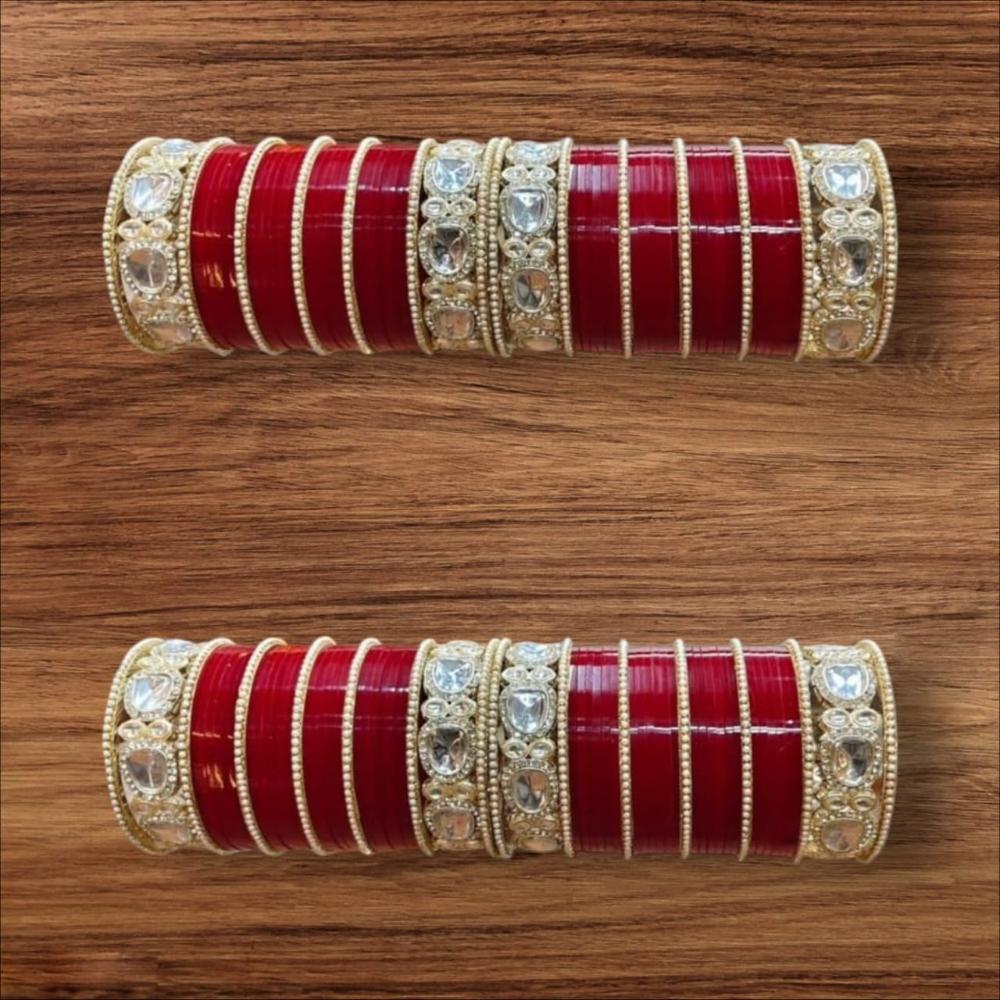 Pooja Bangles Gold Plated Kundan Stone Acrylic Bangles Set