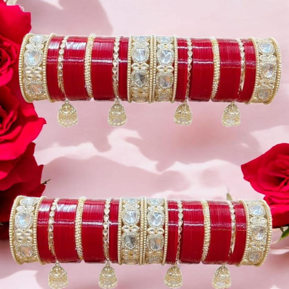 Pooja Bangles Gold Plated Kundan Stone Acrylic Bangles Set