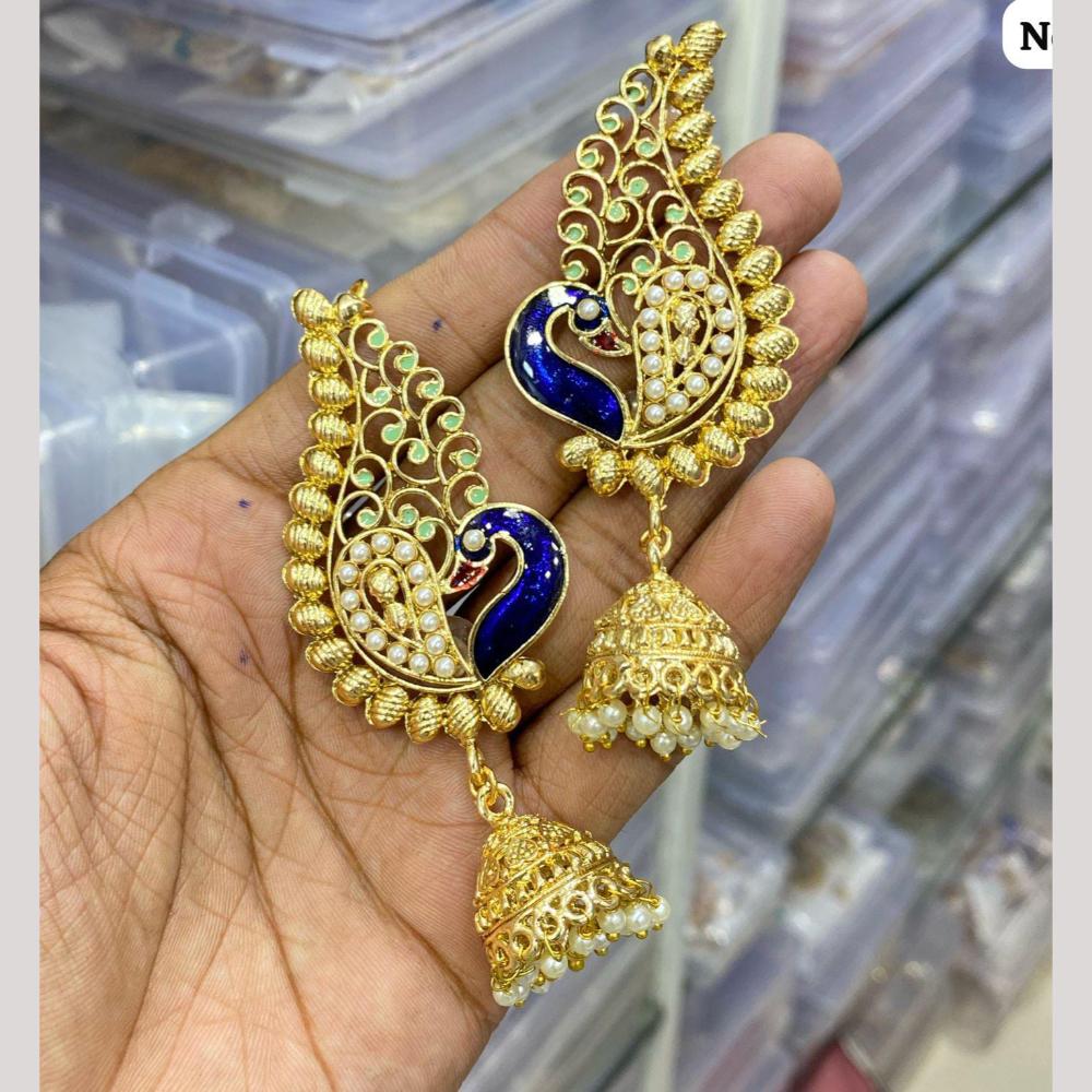 Pooja Bangles Gold Plated Pota Stone And Pearl Meenakari Jhumki Earrings