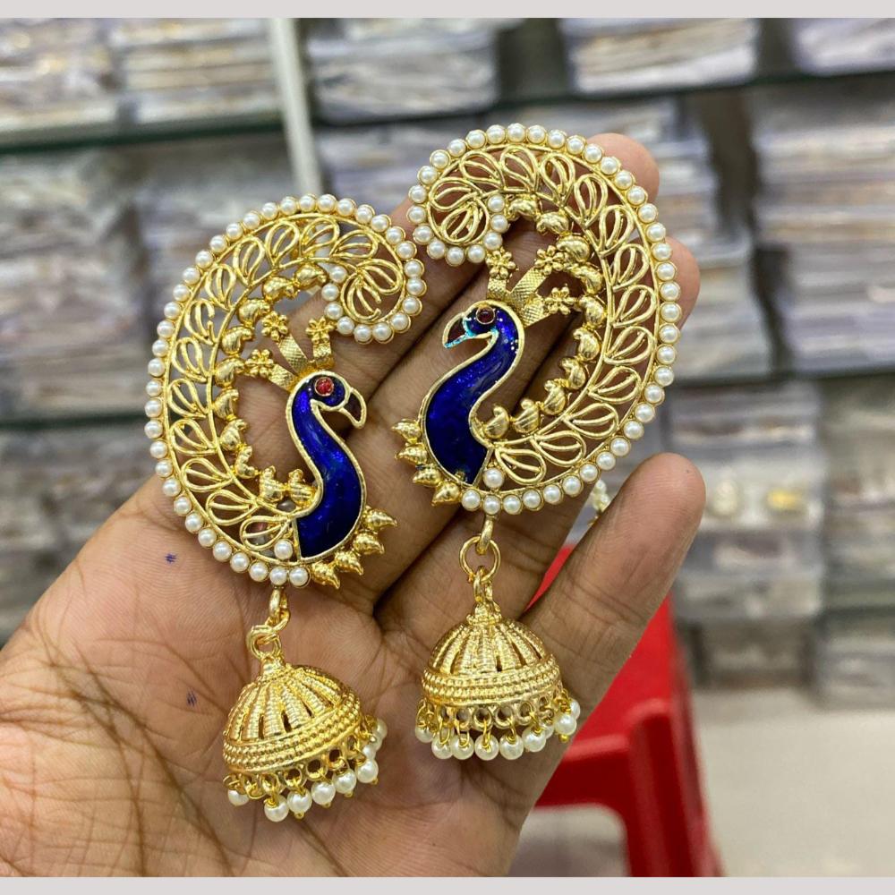Pooja Bangles Gold Plated Pota Stone And Pearl Meenakari Jhumki Earrings