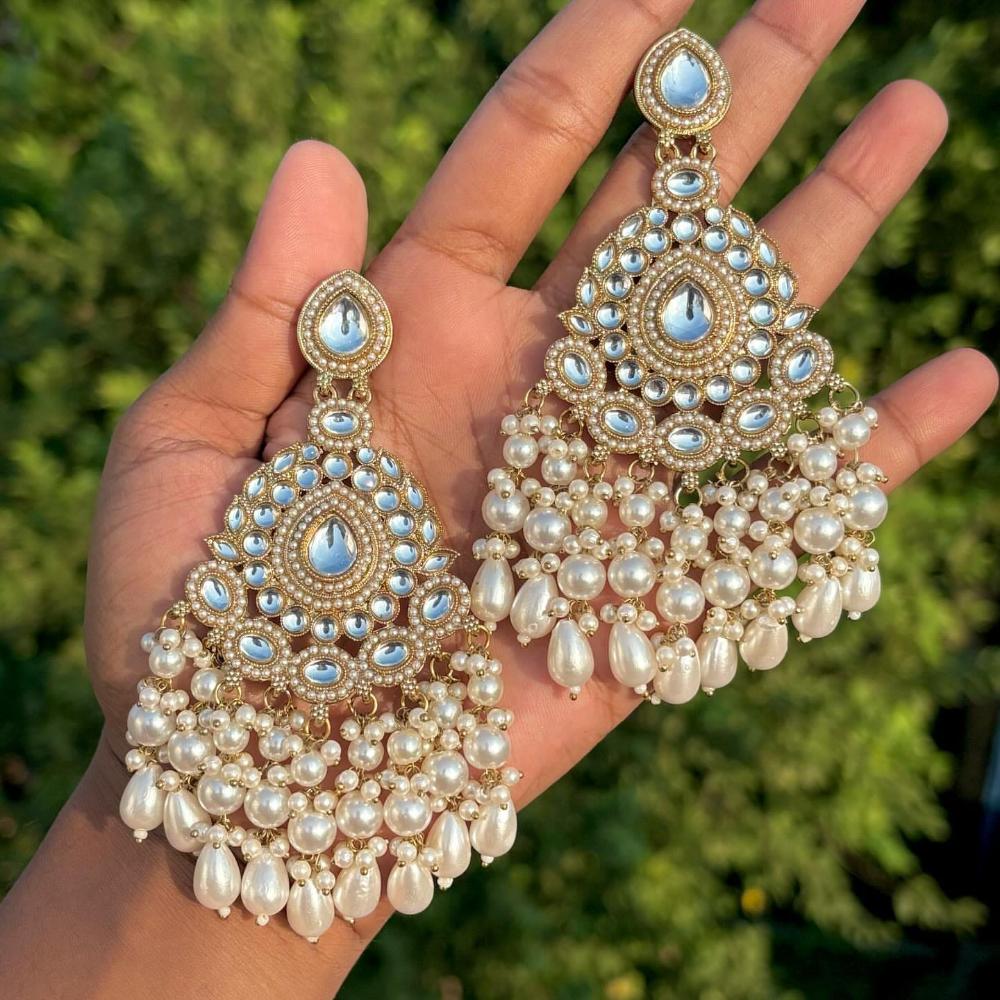 Pooja Bangles Gold Plated Kundan Stone And Beads Dangler Earrings