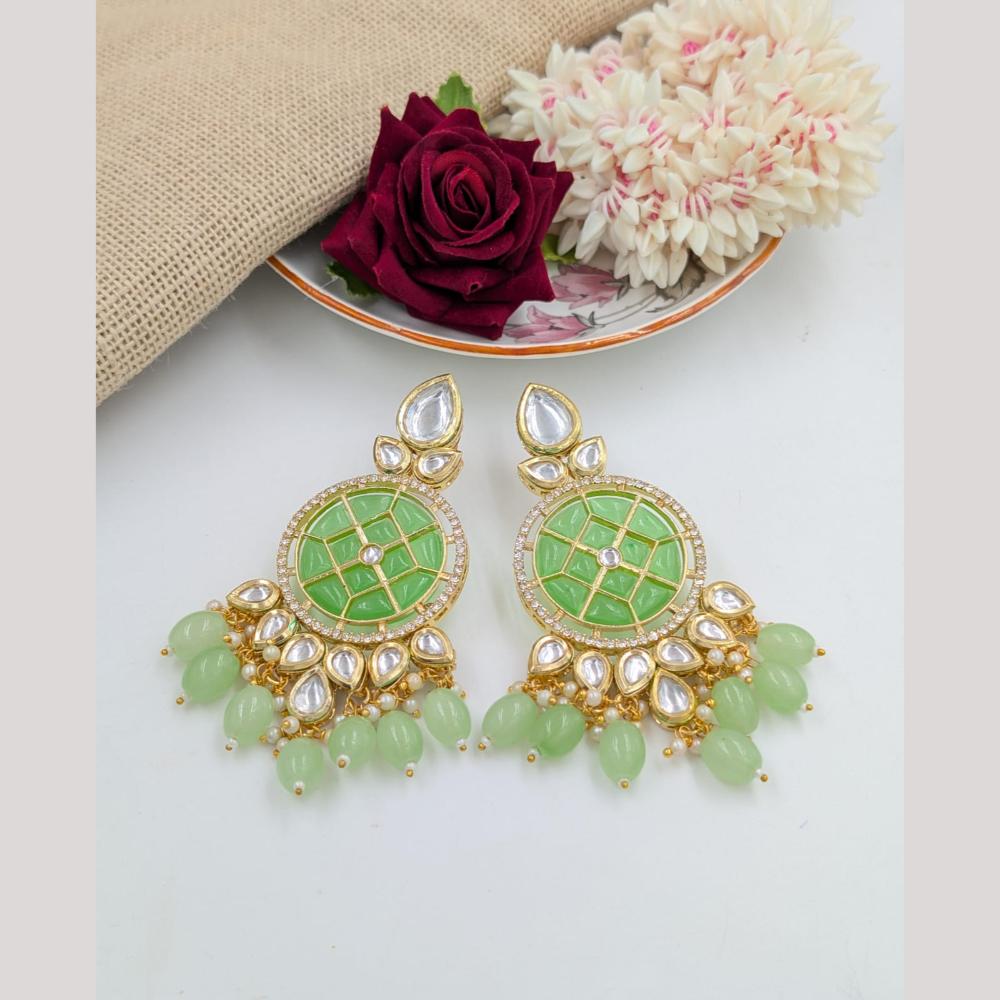 Pooja Bangles Gold Plated Kundan Stone And Beads Dangler Earrings