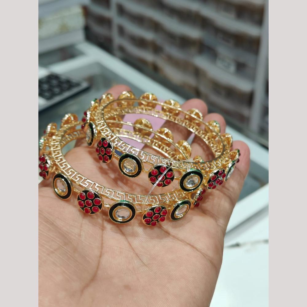 Pooja Bangles Gold Plated Kundan Stone Bangles Set
