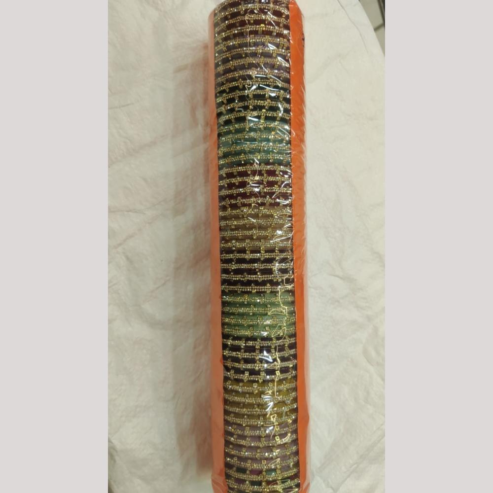 Pooja Bangles Multi Colors Crystal Stone Bangle Set