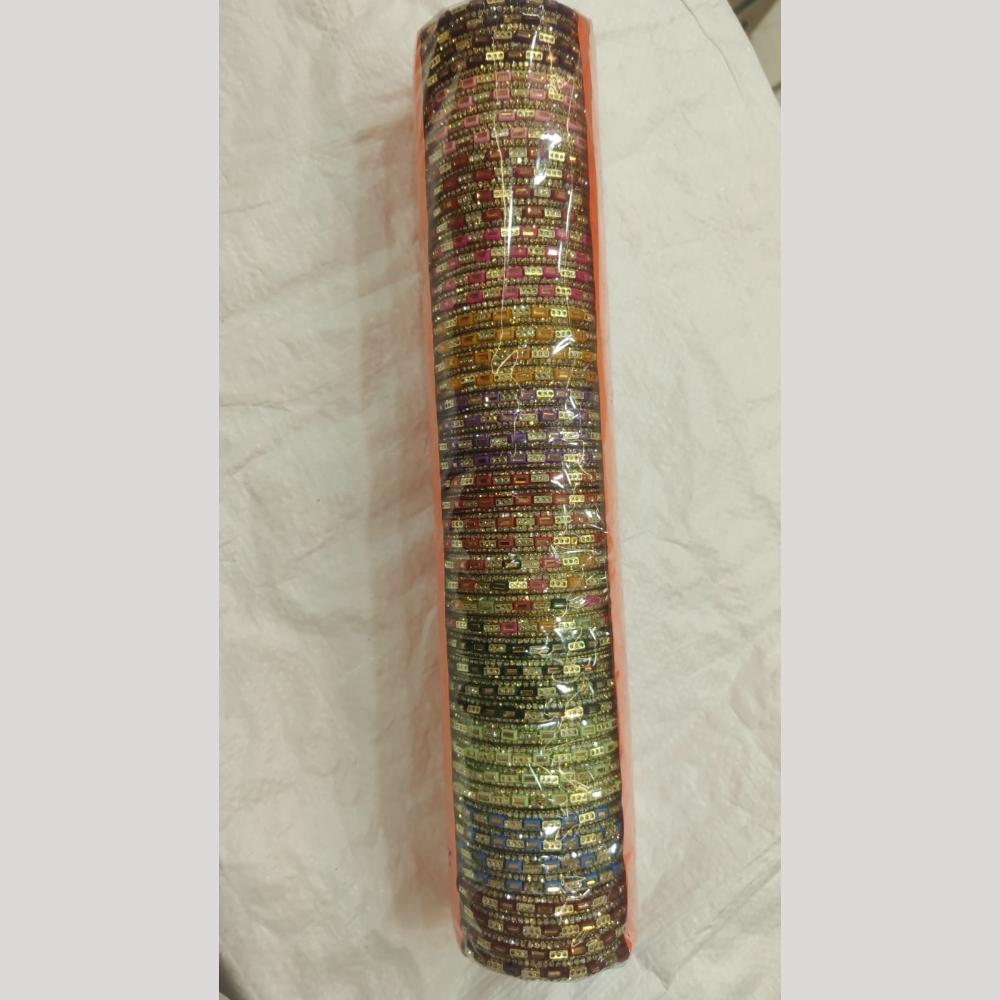 Pooja Bangles Multi Colors Crystal Stone Bangle Set