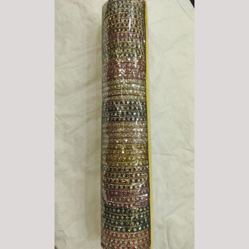 Pooja Bangles Multi Colors Crystal Stone Bangle Set