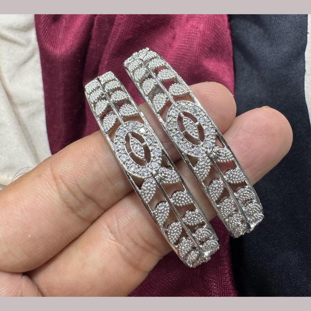 Pooja Bangles Silver Plated Austrian Stone Bangle Set