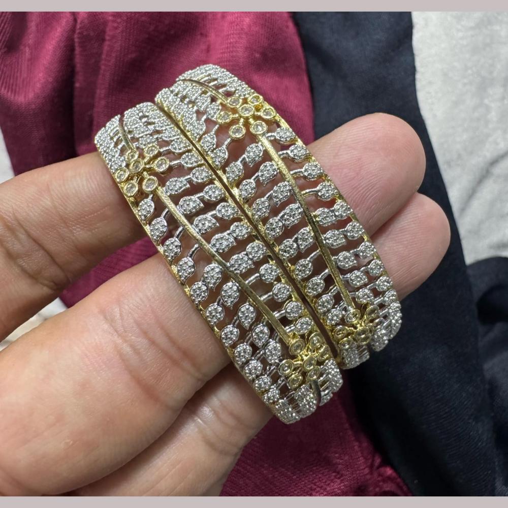 Pooja Bangles 2 Tone Plated Austrian Stone Bangle Set