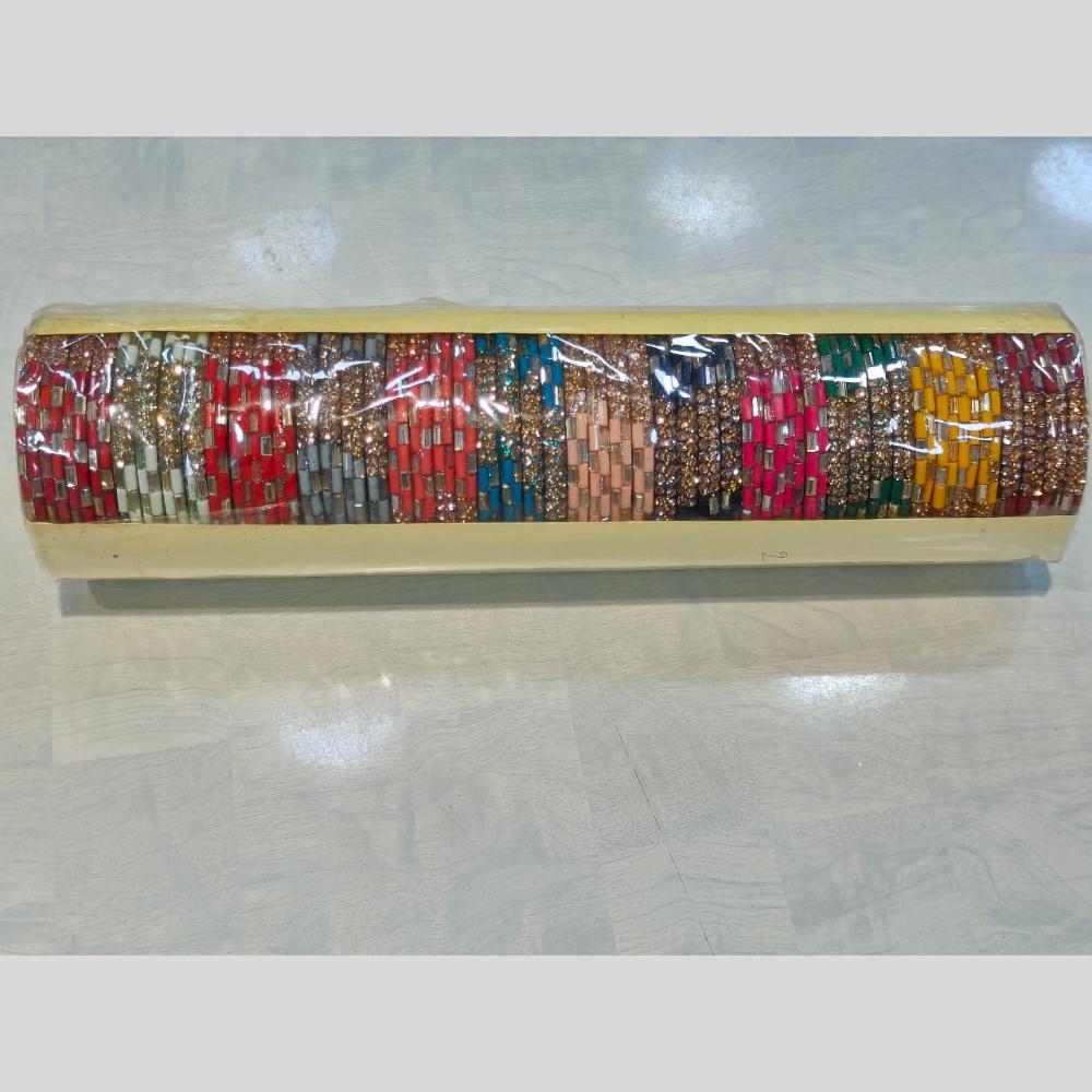 Pooja Bangles Gold Plated Festive Elegance Multi Color Austrian Stone Bangle Set