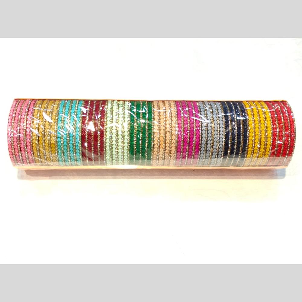 Pooja Bangles Gold Plated Festive Elegance Multi Color Austrian Stone Bangle Set