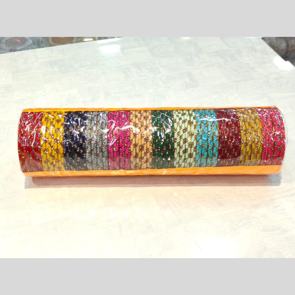 Pooja Bangles Gold Plated Festive Elegance Multi Color Austrian Stone Bangle Set