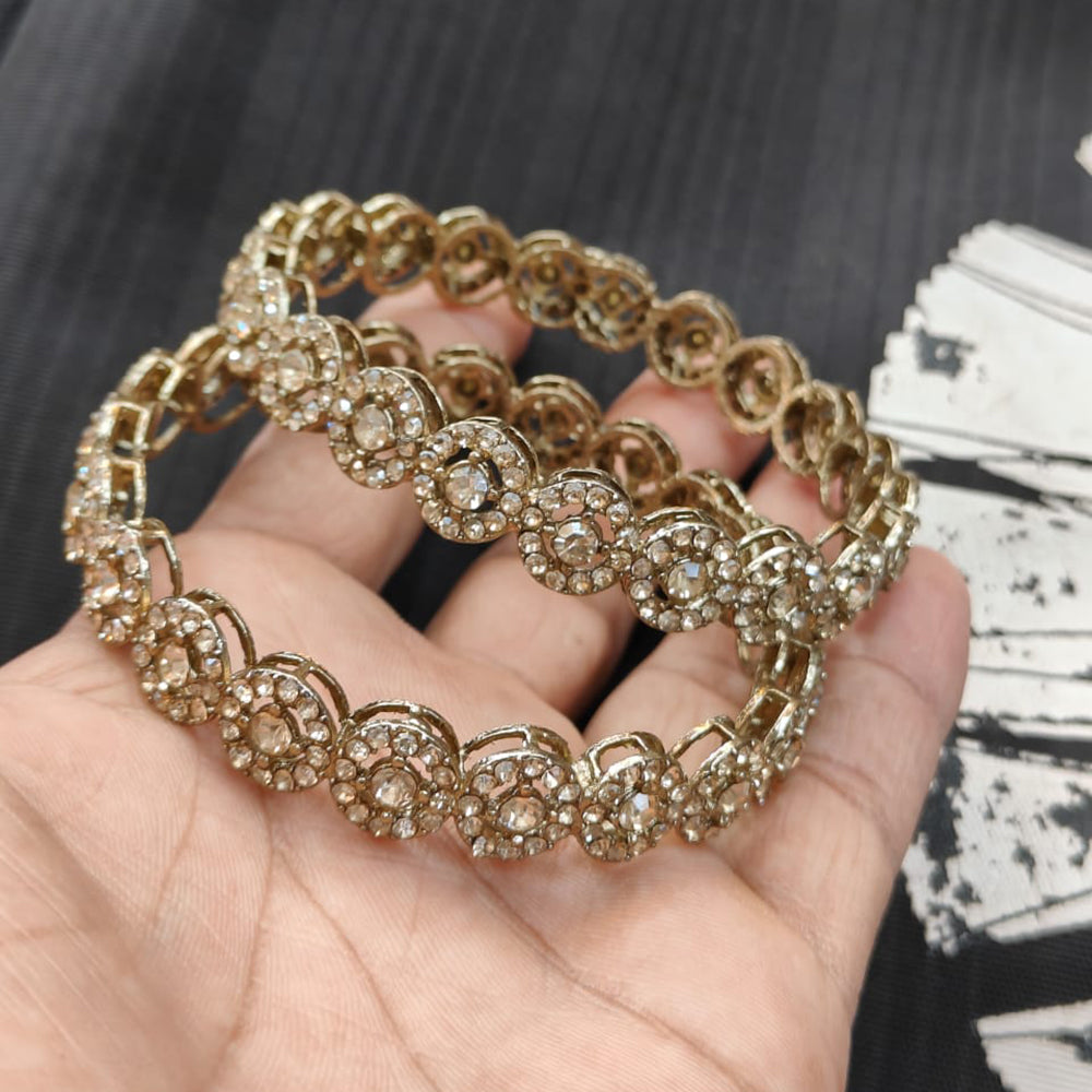 Pooja Bangles Gold Plated Crystal And Austrian Stone Bangle Set