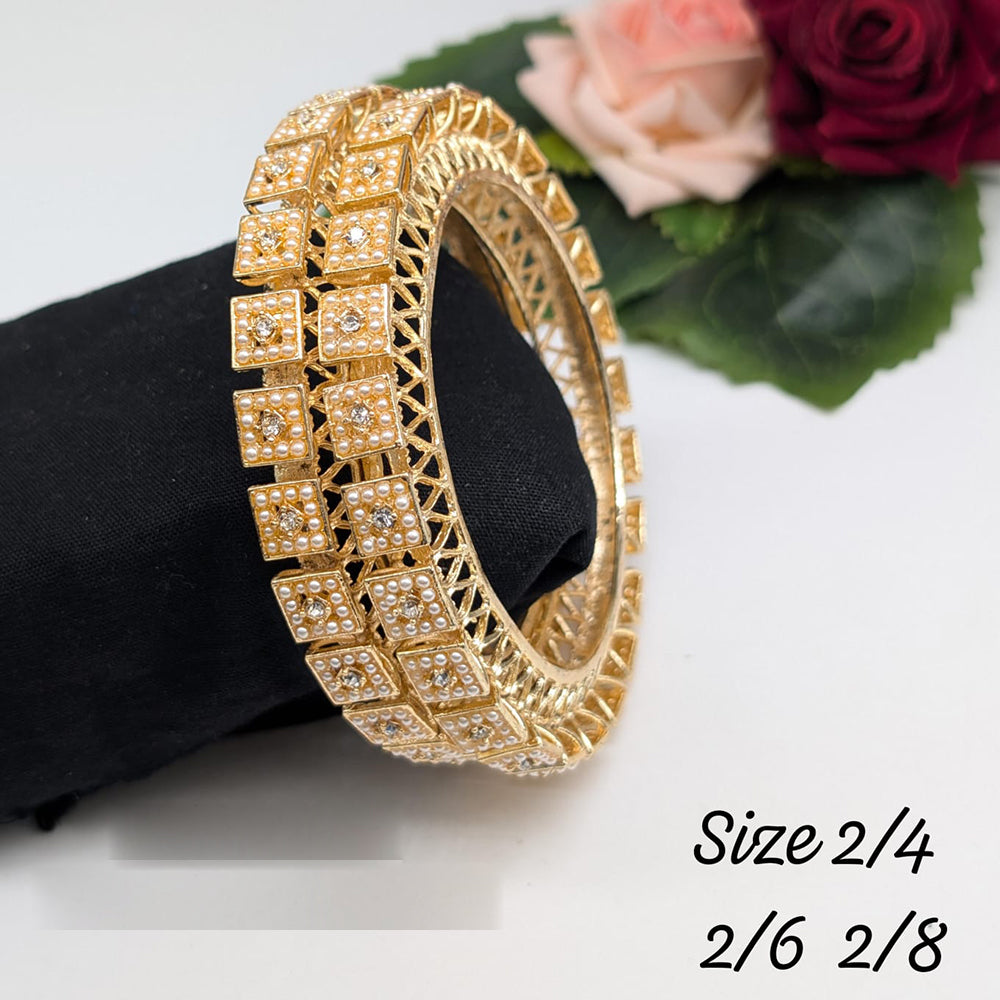 Pooja Bangles Gold Plated Austrian Stone And Pearl Bangles Set