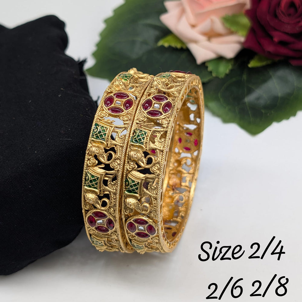 Pooja Bangles Gold Plated Pota Stone Bangles Set