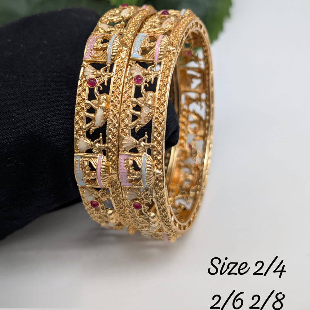 Pooja Bangles Gold Plated Pota Stone Meenakari Bangles Set