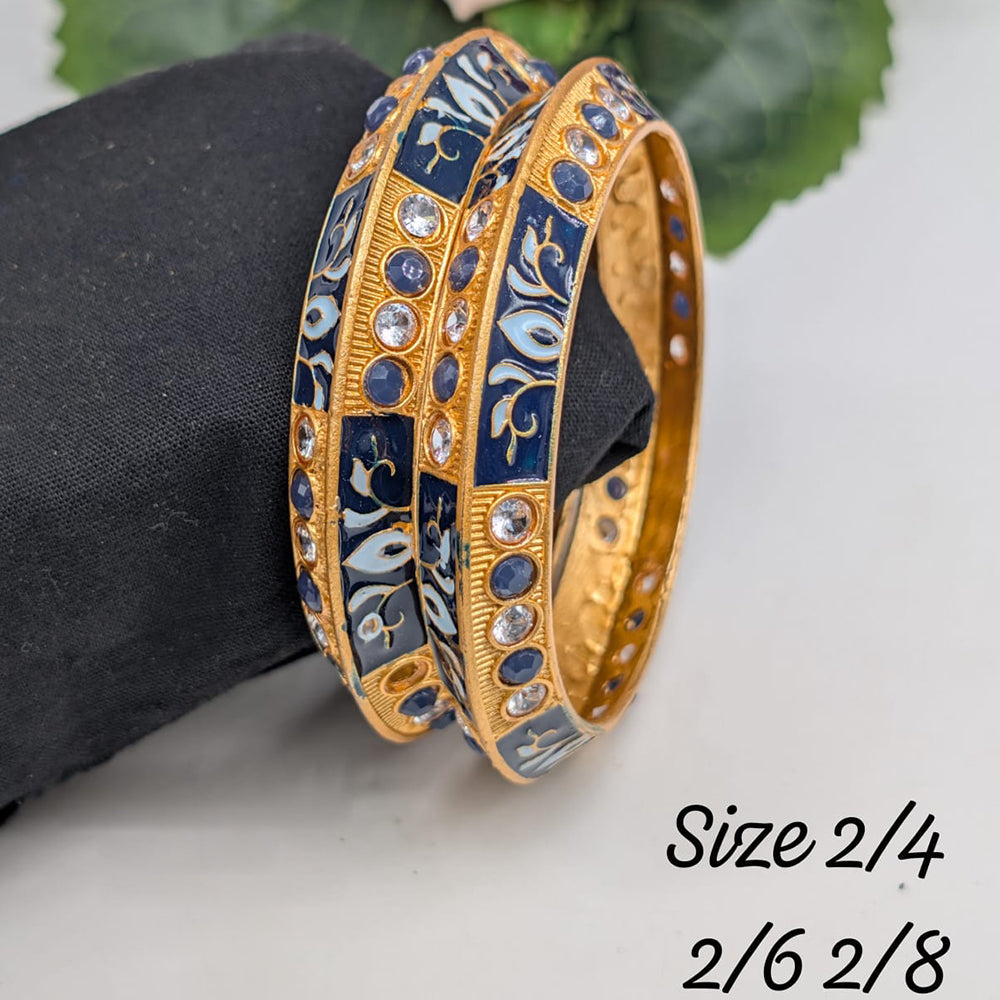 Pooja Bangles Gold Plated Pota Stone Meenakari Bangles Set
