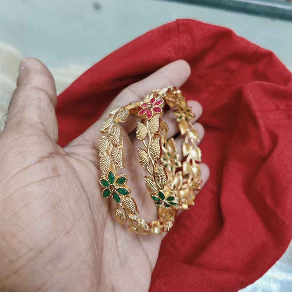 Pooja Bangles Gold Plated Pota Stone Bangles Set