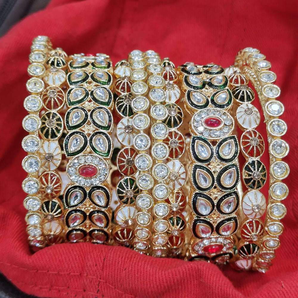 Pooja Bangles Gold Plated Austrian Stone Bangles Set