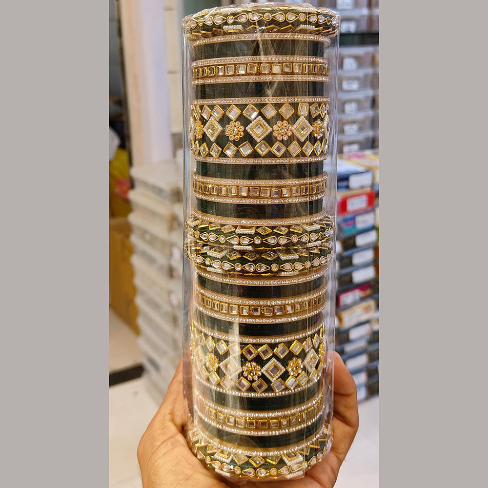 Pooja Bangles Gold Plated Mirror Acrylic Bangles Set