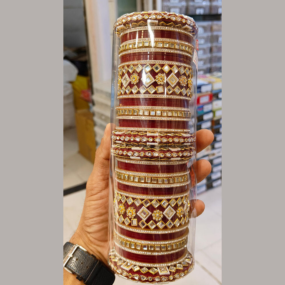 Pooja Bangles Gold Plated Mirror Acrylic Bangles Set