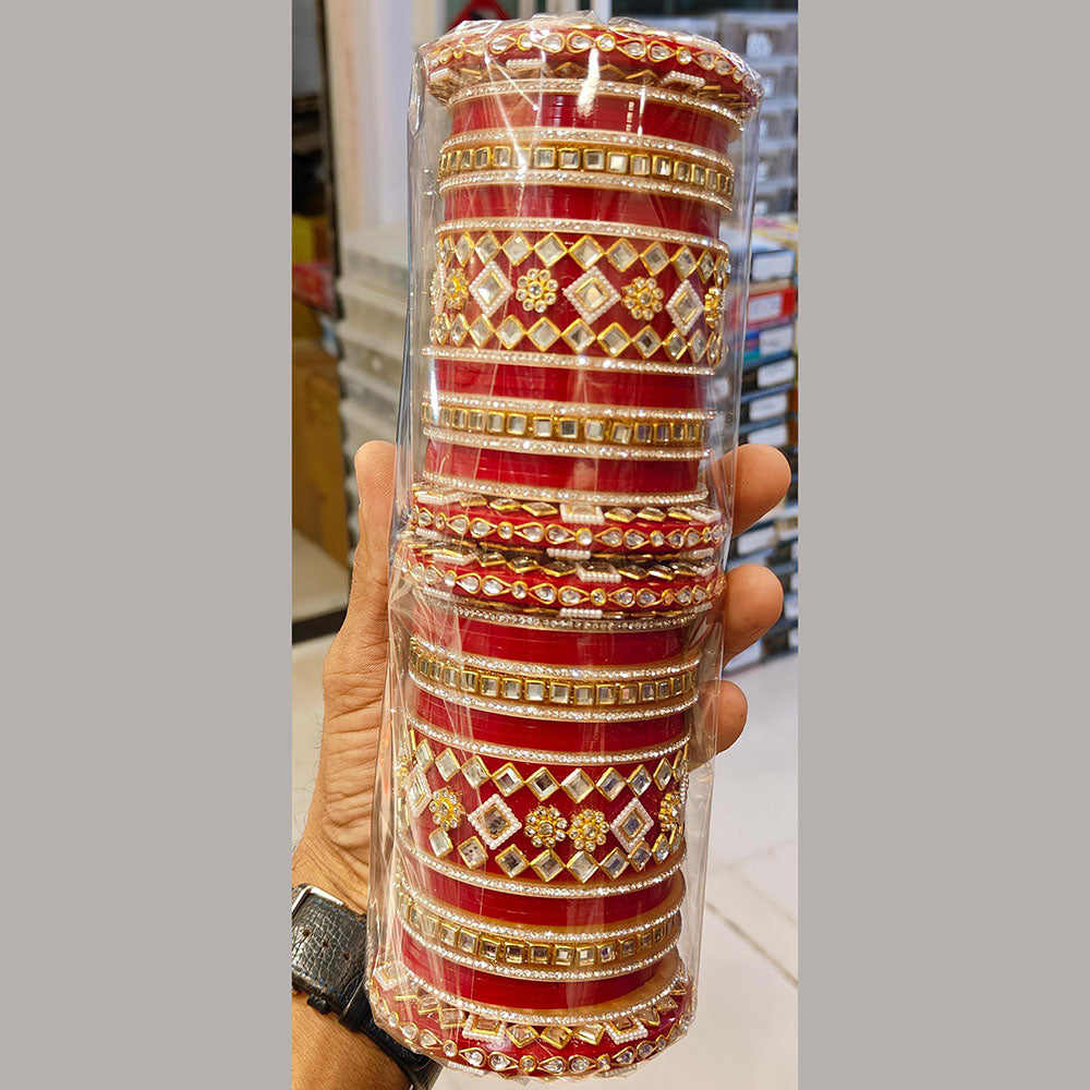 Pooja Bangles Gold Plated Mirror Acrylic Bangles Set