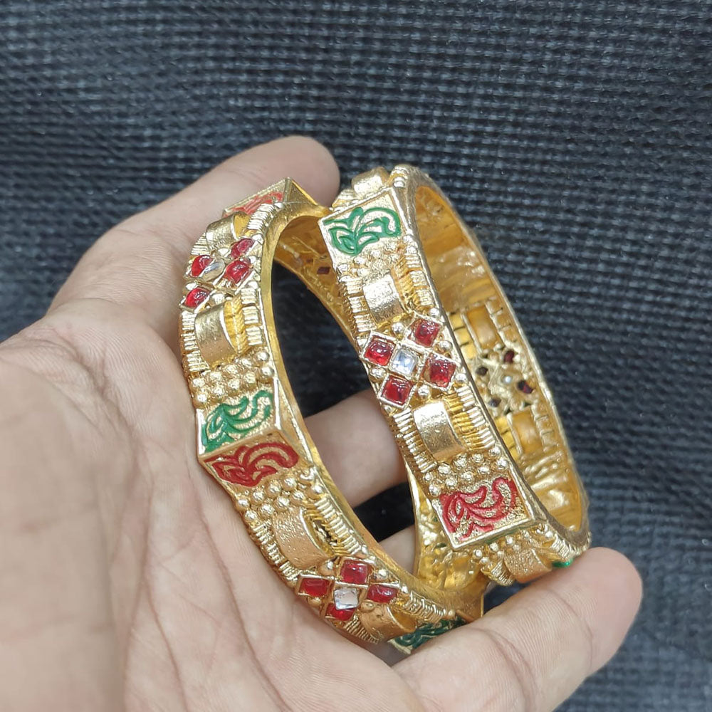 Pooja Bangles Gold Plated Pota Stone Bangles Set