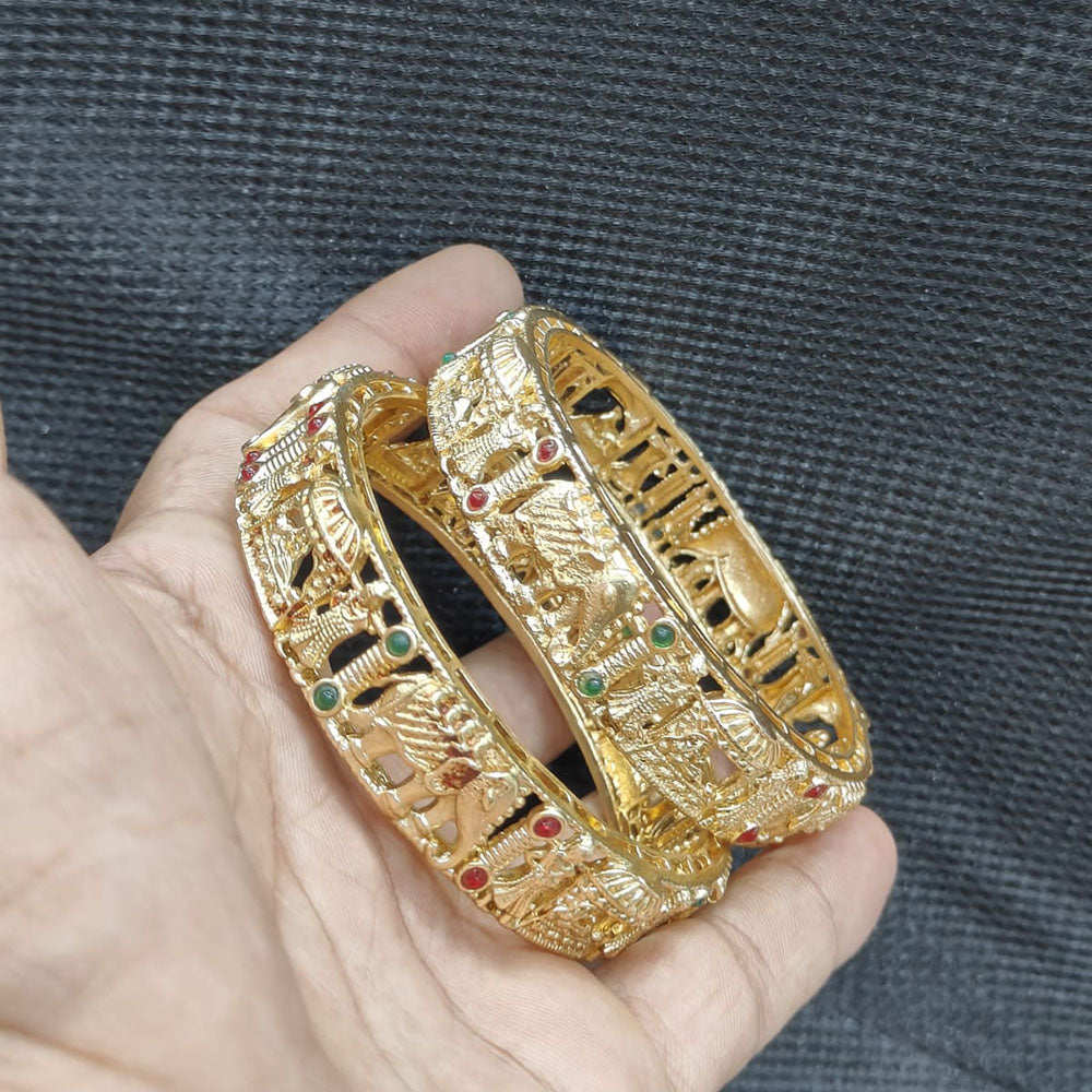 Pooja Bangles Gold Plated Pota Stone Bangles Set