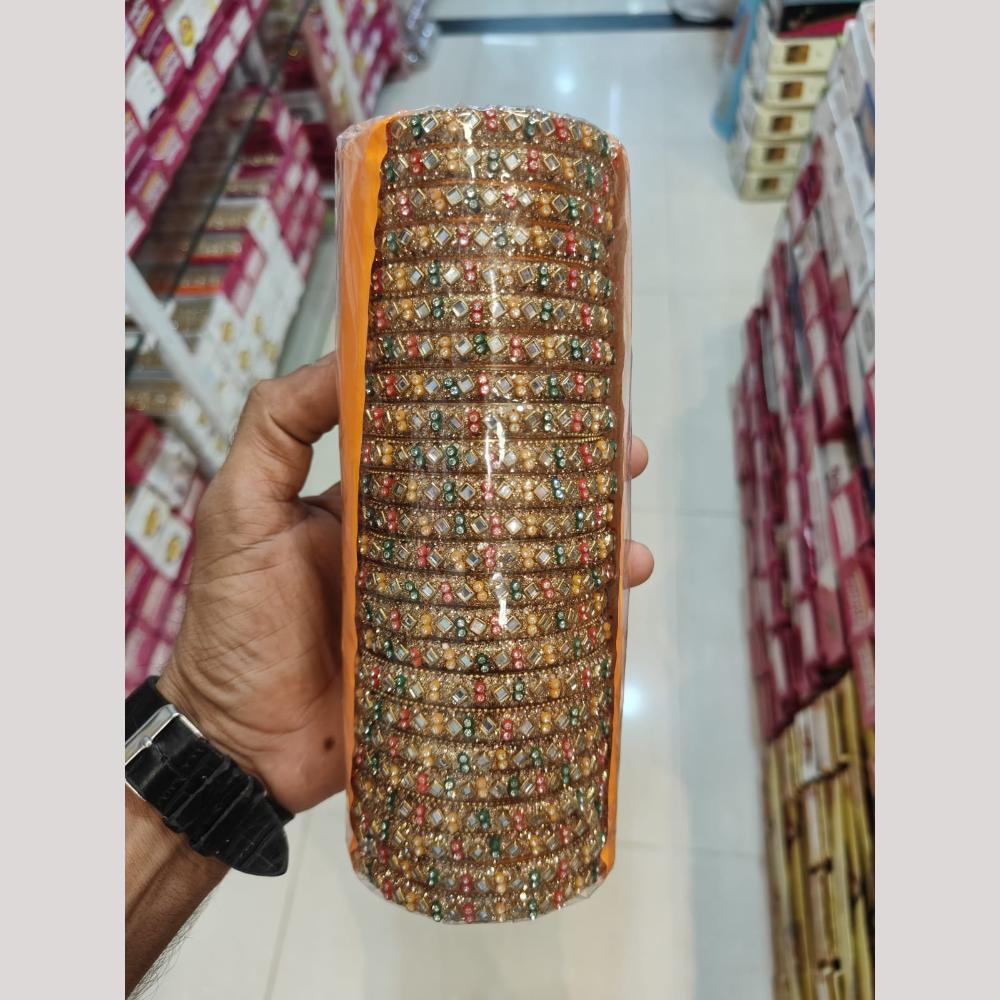 Pooja Bangles Gold Plated Austrian Stone And Mirror Bangles Set