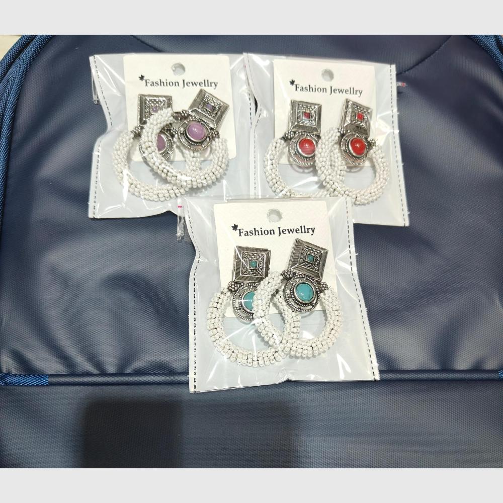 Pooja Bangles Trendy  Monalisa Stone Oxidised Earrings for Traditional Outfits