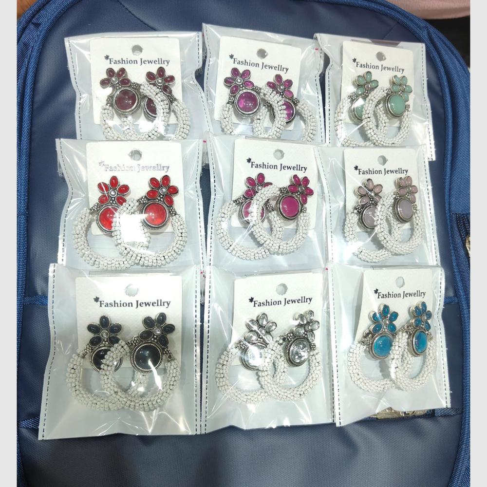 Pooja Bangles Trendy Monalisa Stone Oxidised Earrings for Traditional Outfits