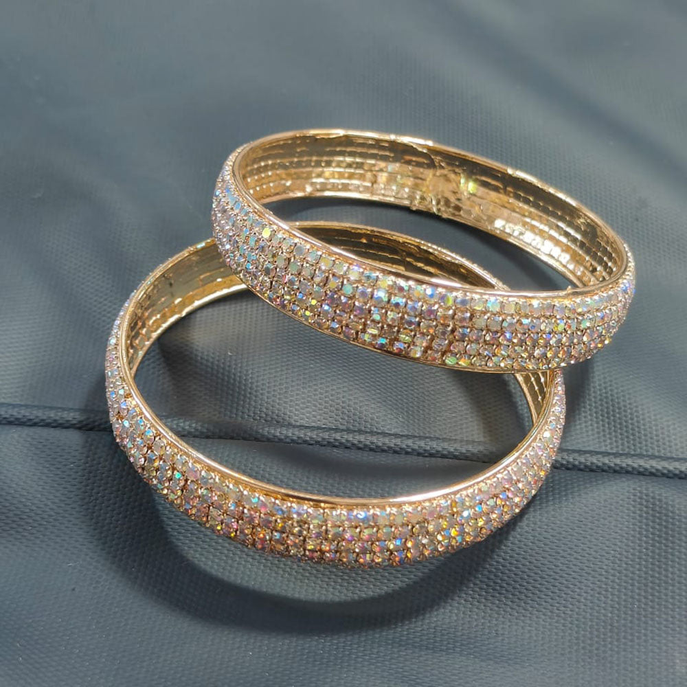 Pooja Bangles Rhodium Plated Designer Austrian Stone Bangle Set