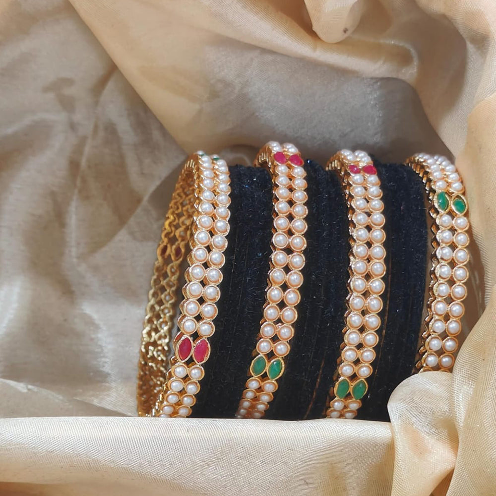 Pooja Bangles Stylish Velvet Bangles With Pota And Pearl Detailing Festive And Wedding Wear