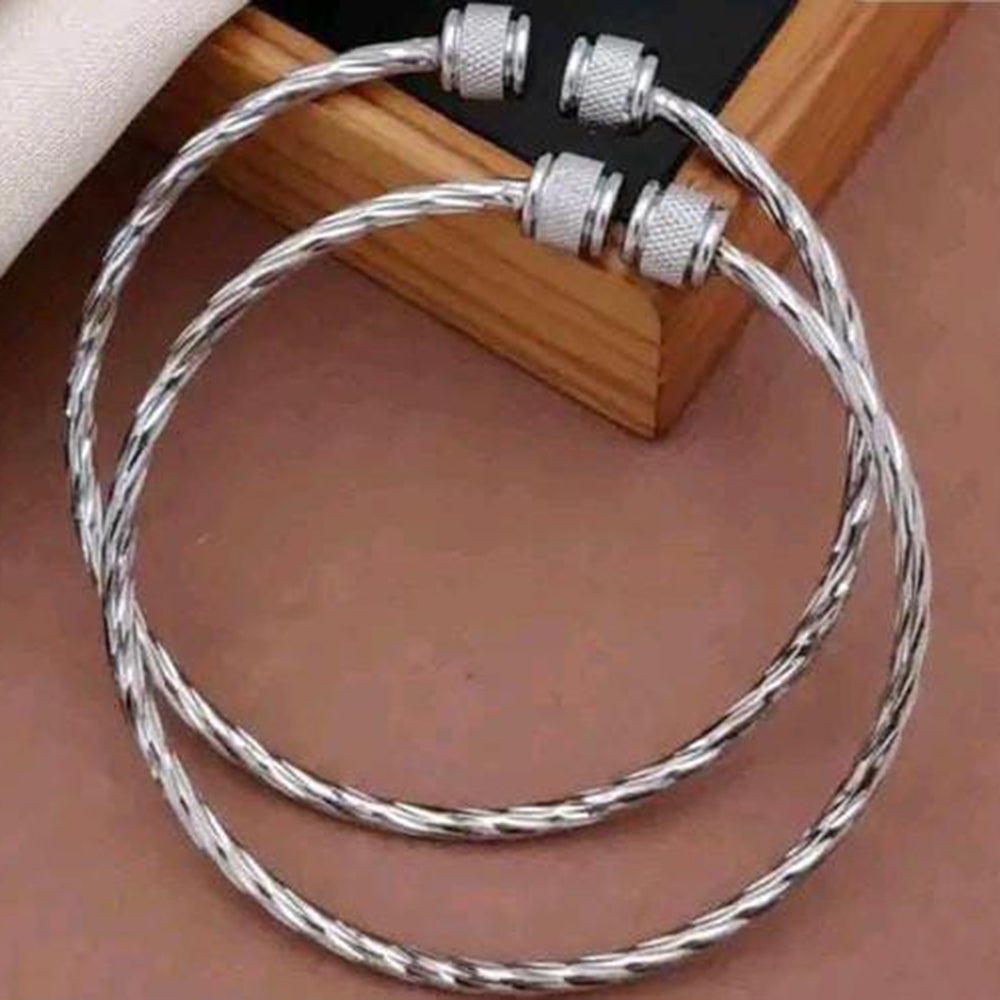 Pooja Bangles Sterling Silver Lightweight and Stylish Openable Bangle Set with Modern Design