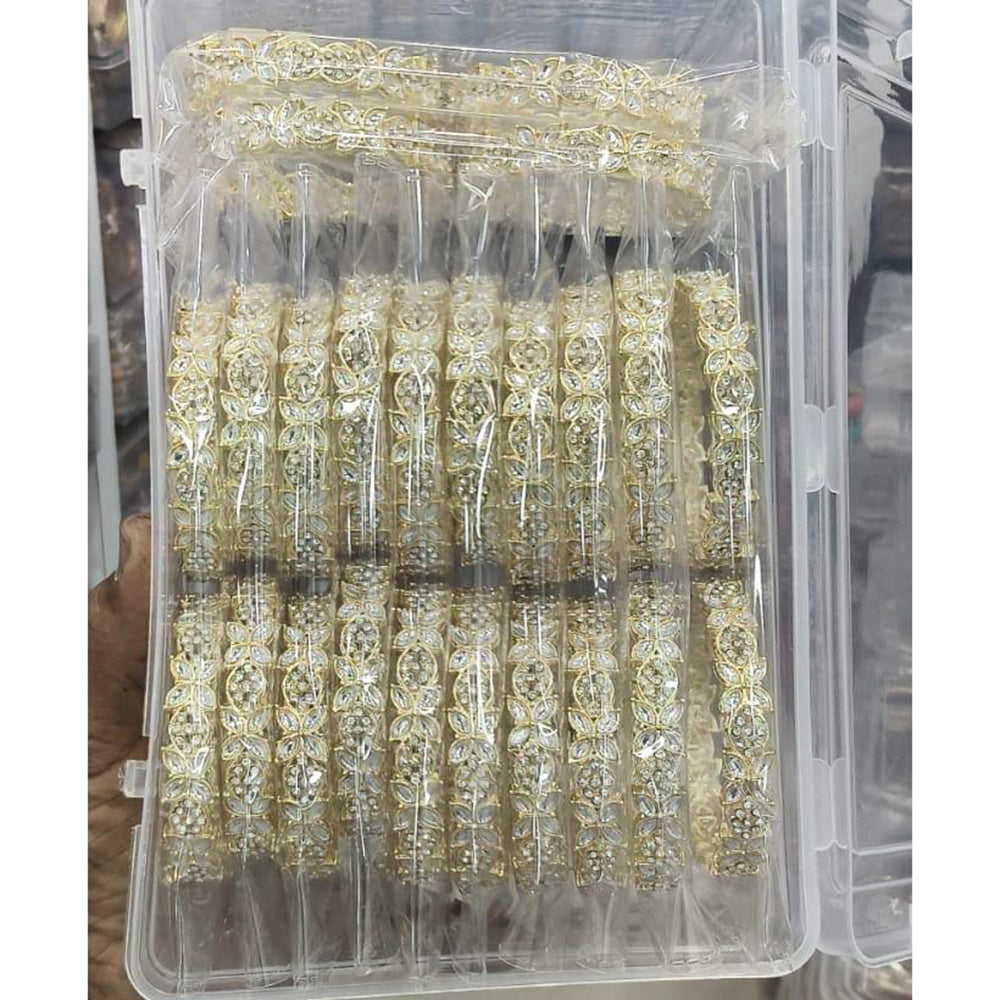 Pooja Bangles Elegant Kundan Stone And Austrian Stone Bangles Set (1 Set Only )